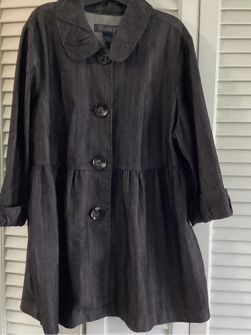 Baccini Indigo  3 Quarter length Sleeve A-Line Button Dress Coat  Size 2X
